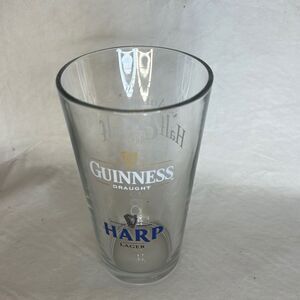 Guinness Drought Harp Lager Beer Glass 16 Oz The Authentic Half & Half Gold Blue